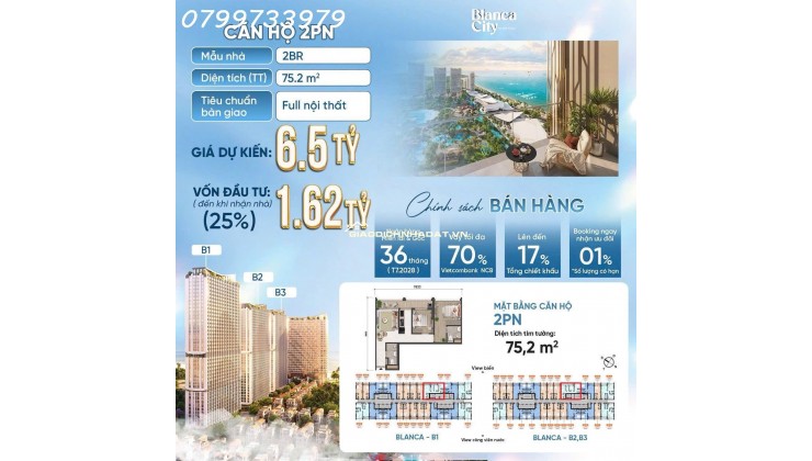 Căn hộ 5 sao biển Vũng Tàu, chỉ 700 triệu nhận nhà full nội thất 0799733979